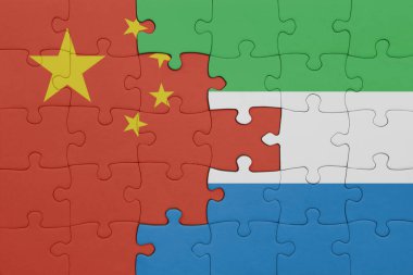 Sierra Leone ve Çin bayrağının renkli ulusal bayrağıyla bulmaca. konsept