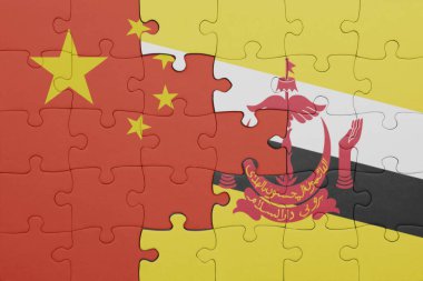 Renkli ulusal esmer bayrağı ve Çin bayrağı bulmacası. konsept