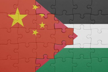 Filistin ve Çin bayrağının renkli ulusal bayrağıyla bulmaca. konsept