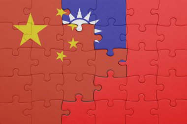 Tayvan ve Çin bayrağının renkli ulusal bayrağıyla bulmaca. konsept