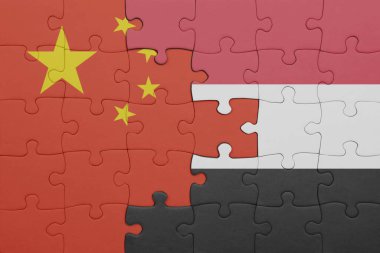 Çin bayrağı ve bayrağının rengarenk ulusal bayrağıyla bulmaca. konsept