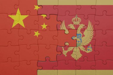 Moğol bayrağı ve Çin bayrağının rengarenk ulusal bayrağıyla bulmaca. konsept