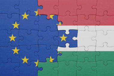 Avrupa Birliği bayrağının rengarenk ulusal bayrağıyla ilgili bulmacalar. konsept