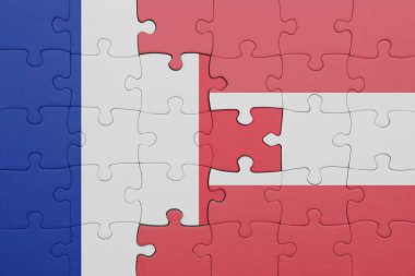 Avusturalya 'nın renkli ulusal bayrağı ve Fransa bayrağıyla ilgili bulmacalar. konsept