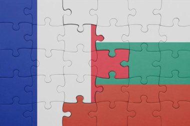 İspanya 'nın renkli ulusal bayrağı ve Fransa bayrağıyla ilgili bulmacalar. konsept