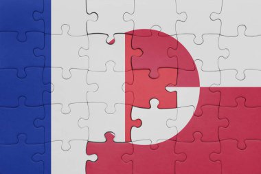 Yeşillik ve Fransa bayrağının renkli ulusal bayrağıyla bulmaca. konsept