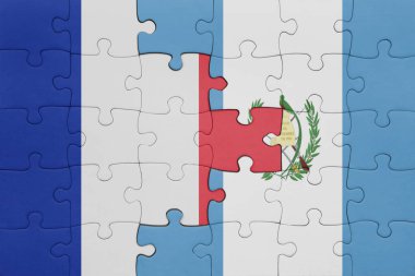 Guatemala 'nın renkli ulusal bayrağı ve Fransa bayrağı. konsept