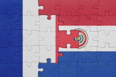 Paraguay 'ın renkli ulusal bayrağı ve Fransa bayrağı. konsept