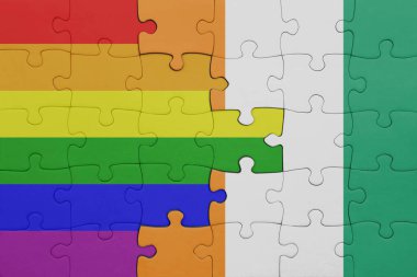 Cote Divoire ve Rainbow Gay Gurur Bayrağı 'nın renkli ulusal bayrağı. konsept