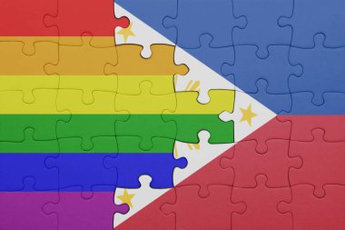 Filipinler 'in renkli ulusal bayrağı ve gökkuşağı eşcinsellik gururu bayrağı. konsept