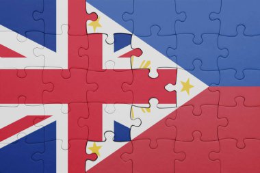 Filipinler 'in renkli ulusal bayrağı ve Büyük Britanya bayrağı. konsept