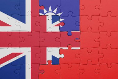 Tayvan 'ın renkli ulusal bayrağı ve İngiltere' nin bayrağı. konsept