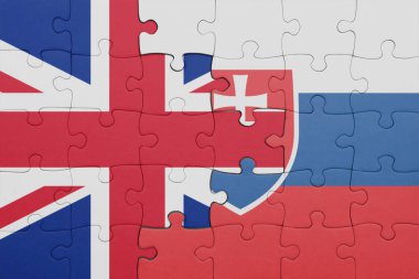 Slovakya 'nın renkli ulusal bayrağı ve İngiltere' nin bayrağı. konsept