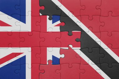 Trinidad, Tobago ve Büyük Britanya bayrağının renkli ulusal bayrağıyla bulmaca. konsept