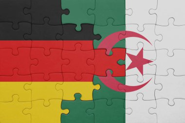Cezayir 'in renkli ulusal bayrağı ve Almanya bayrağıyla ilgili bulmacalar. konsept