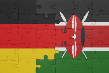 Kenya 'nın renkli ulusal bayrağı ve Almanya bayrağı. konsept