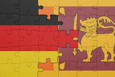 Sri Lanka 'nın renkli ulusal bayrağı ve Almanya bayrağıyla ilgili bulmacalar. konsept