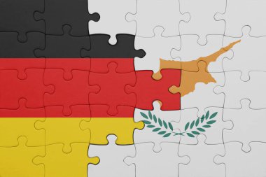 Siyaninin renkli ulusal bayrağı ve Alman bayrağıyla ilgili bulmacalar. konsept