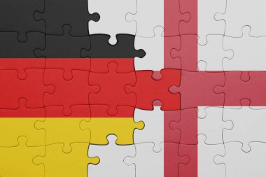 İngiltere 'nin renkli ulusal bayrağı ve Almanya bayrağı ile ilgili bulmacalar. konsept