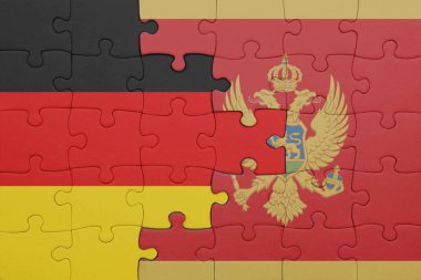 Moğol bayrağı ve Alman bayrağının rengarenk ulusal bayrağıyla bulmaca. konsept