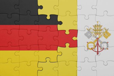 Vatikan 'ın renkli ulusal bayrağı ve Almanya bayrağıyla ilgili bulmacalar. konsept