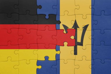 Barbados 'un renkli ulusal bayrağı ve Almanya bayrağı. konsept