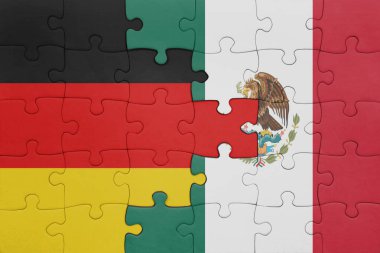 Meksika 'nın renkli ulusal bayrağı ve Almanya bayrağı. konsept