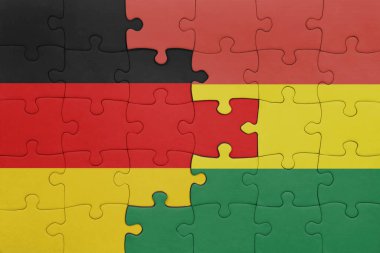 Bolivya 'nın renkli ulusal bayrağı ve Almanya bayrağı ile ilgili bulmacalar. konsept