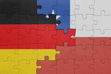 Şili ve Almanya bayrağının renkli ulusal bayrağıyla bulmaca. konsept