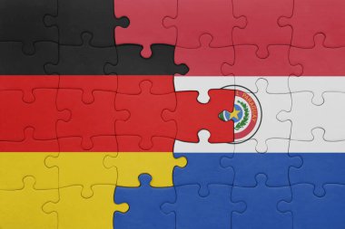Paraguay 'ın renkli ulusal bayrağı ve Almanya bayrağı ile ilgili bulmacalar. konsept