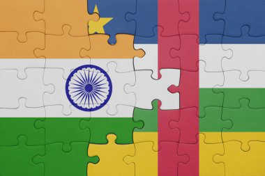 Orta Afrika Cumhuriyeti ve Hindistan bayrağının renkli ulusal bayrağıyla bulmaca. konsept