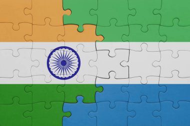 Sierra Leone ve Hindistan bayrağının renkli ulusal bayrağıyla bulmaca. konsept