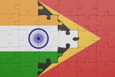 Doğu Timor ve Hindistan bayrağının renkli ulusal bayrağıyla bulmaca. konsept