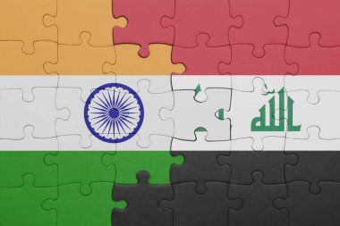 Irak 'ın renkli ulusal bayrağı ve Hindistan bayrağı ile ilgili bulmacalar. konsept