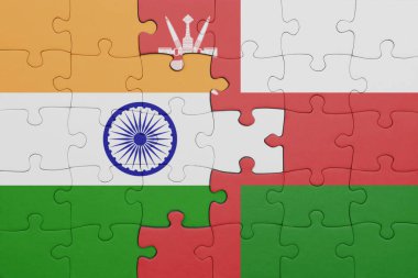 Umman ve Hindistan bayrağının renkli ulusal bayrağıyla bulmaca. konsept