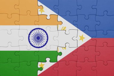 Filipinler ve Hindistan bayrağının renkli ulusal bayrağıyla bulmaca. konsept