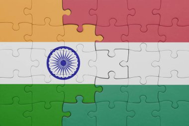Hindistan bayrağının rengarenk bayrağıyla yapboz. konsept