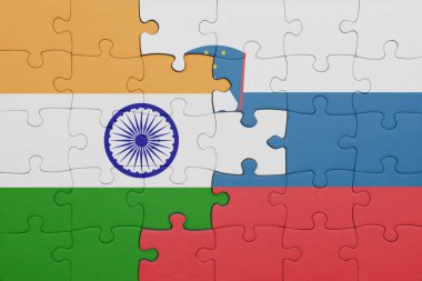 Hint bayrağı ve Slovenia 'nın renkli ulusal bayrağıyla bulmaca. konsept