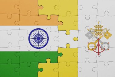 Vatikan 'ın renkli ulusal bayrağı ve Hindistan bayrağıyla ilgili bulmacalar. konsept