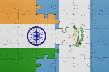 Guatemala ve Hindistan bayrağının renkli ulusal bayrağıyla bulmaca. konsept