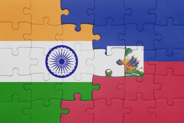 Haiti ve Hindistan bayrağının renkli ulusal bayrağıyla bulmaca. konsept