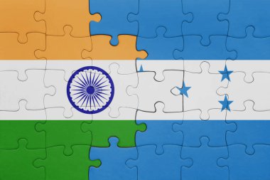 Honduras ve Hindistan bayrağının renkli ulusal bayrağıyla bulmaca. konsept