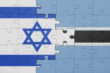 İsrail 'in renkli ulusal bayrağı ve Botswana bayrağıyla ilgili bulmacalar. konsept