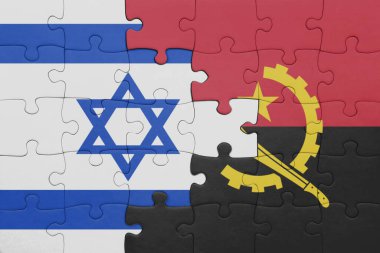 İsrail 'in renkli ulusal bayrağı ve Angola bayrağıyla ilgili bulmacalar. konsept