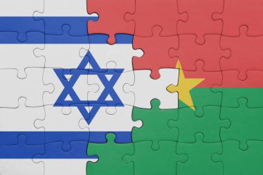 İsrail 'in renkli ulusal bayrağı ve Burkina faso bayrağıyla ilgili bulmacalar. konsept