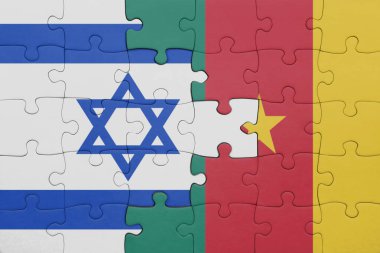 İsrail 'in renkli ulusal bayrağı ve kamerun bayrağıyla ilgili bulmacalar. konsept