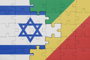 İsrail 'in renkli ulusal bayrağı ve Kongo cumhuriyetinin bayrağı. konsept