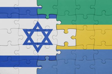 İsrail 'in renkli ulusal bayrağı ve Gabon bayrağı ile bulmaca. konsept