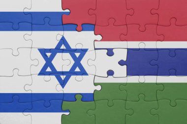 İsrail 'in renkli ulusal bayrağı ve Gambiya bayrağı ile bulmaca. konsept