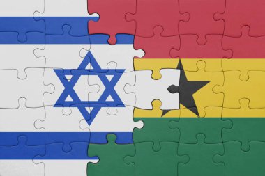 İsrail 'in renkli ulusal bayrağı ve Gana bayrağının bulmacası. konsept